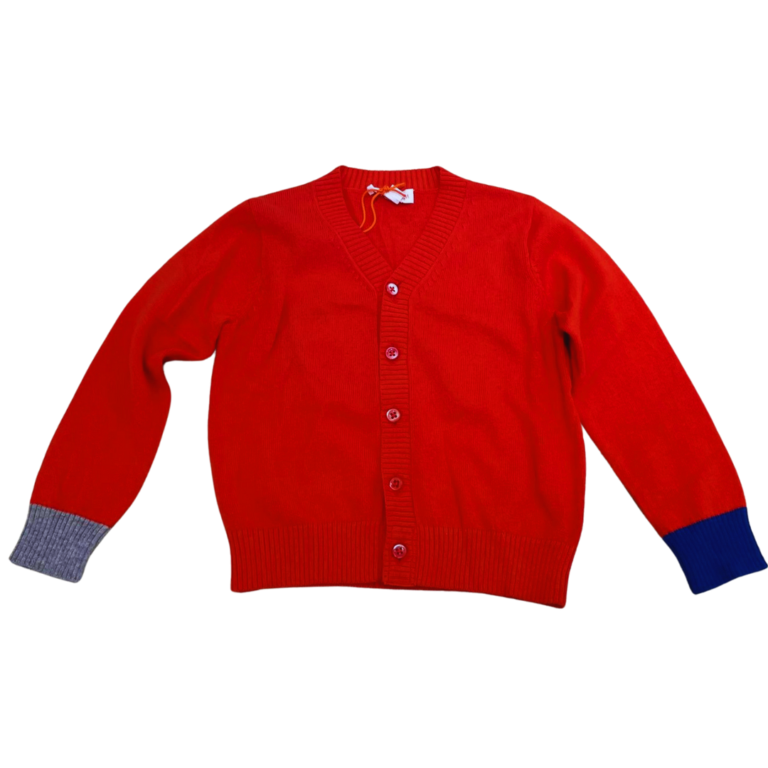 Boy's FW LS Sweater Cardigan with contrast color cuff