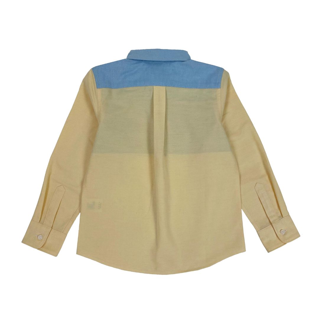Boys LS Spread Collar Color Block Shirt