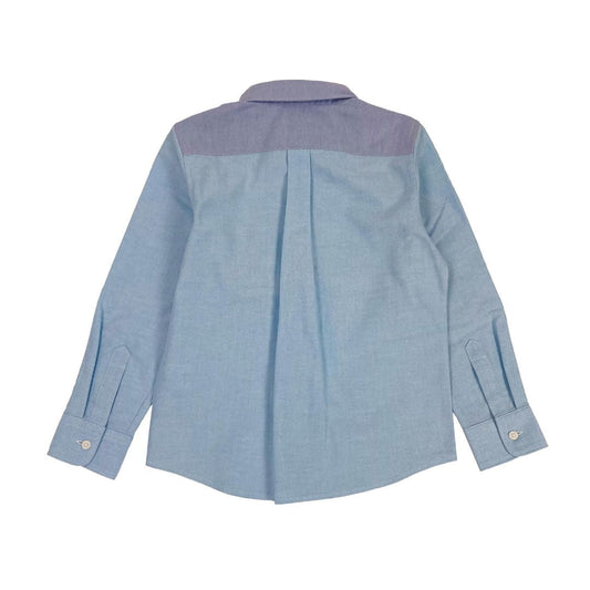 Boys LS Spread Collar Color Block Shirt