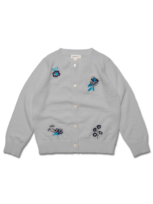 Girl's Merino Wool Floral Embriodary Cardigan