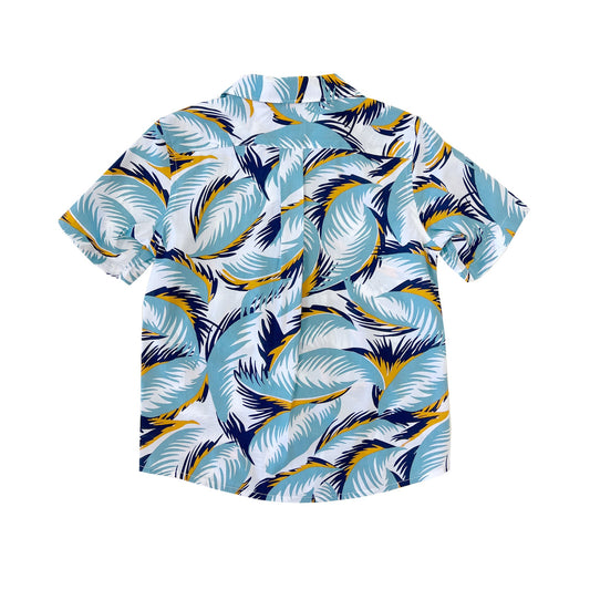 Boy's SS Camp Collar Shirt - Feathers