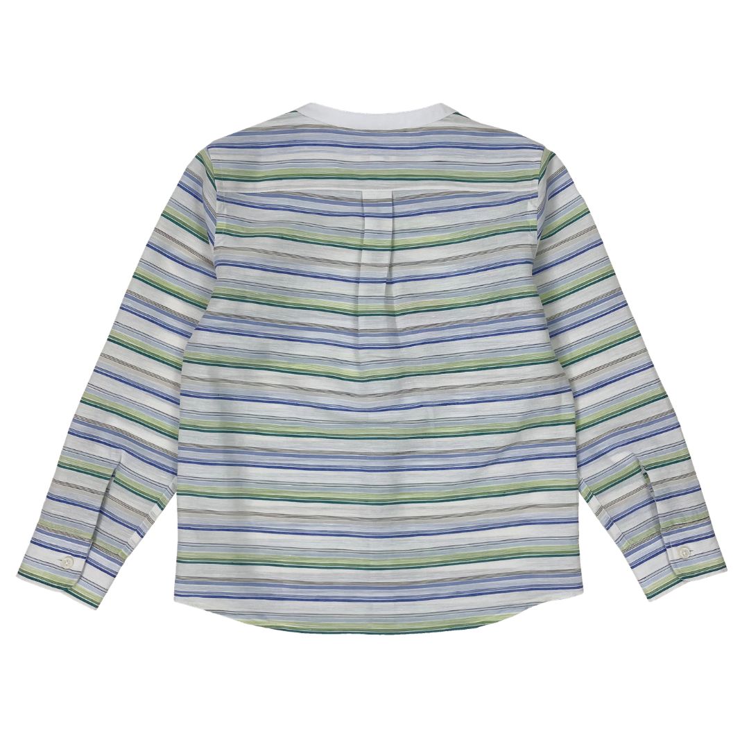 Boys LS Band Collar Stripey Shirt