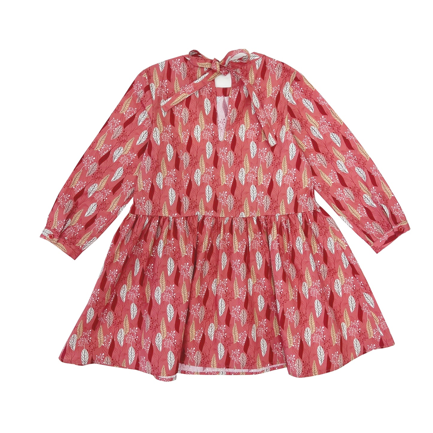 Girl's LS leaves print Dress