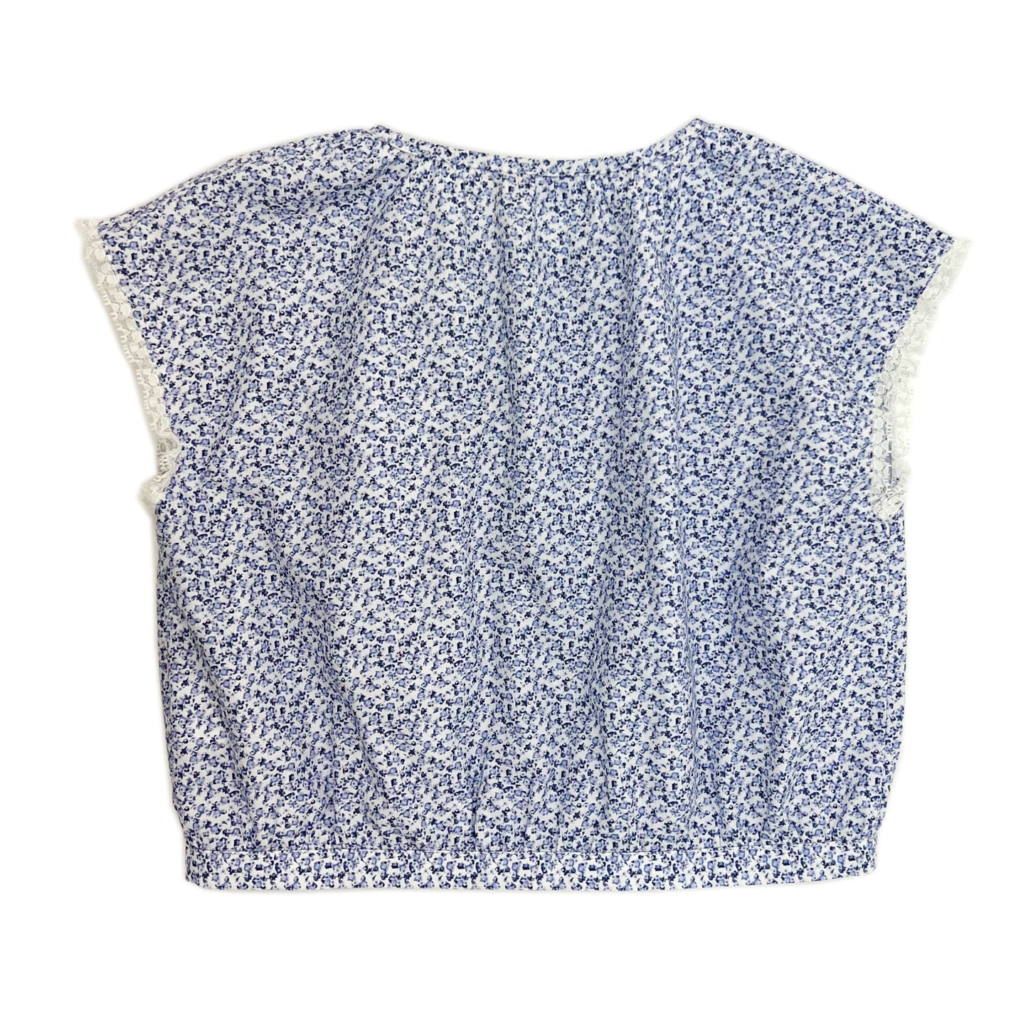 Girls SS floral Print Top with Lace Detail
