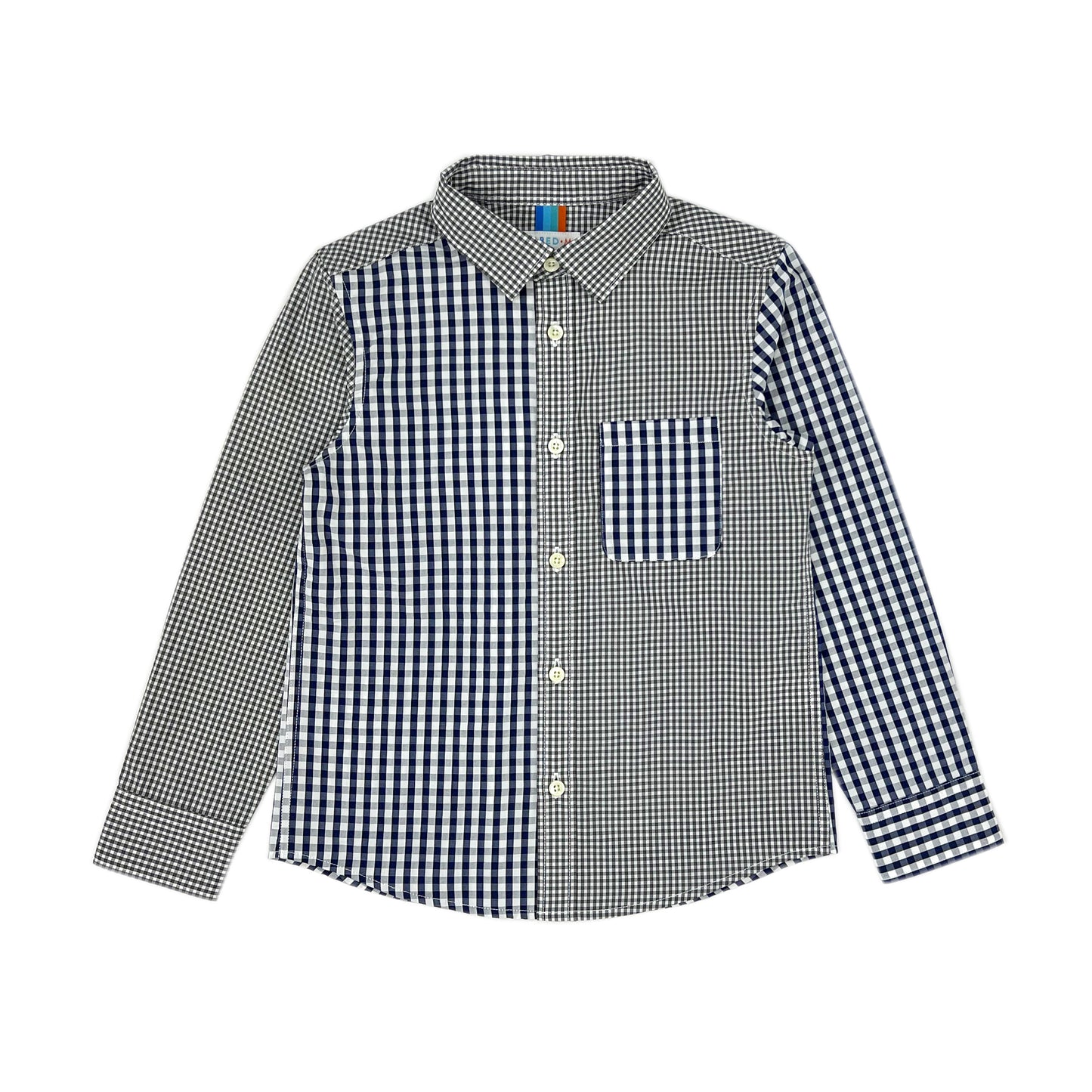 Boy's LS Spread Collar Mixed Check Shirt
