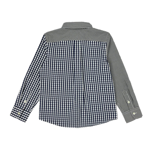 Boy's LS Spread Collar Mixed Check Shirt