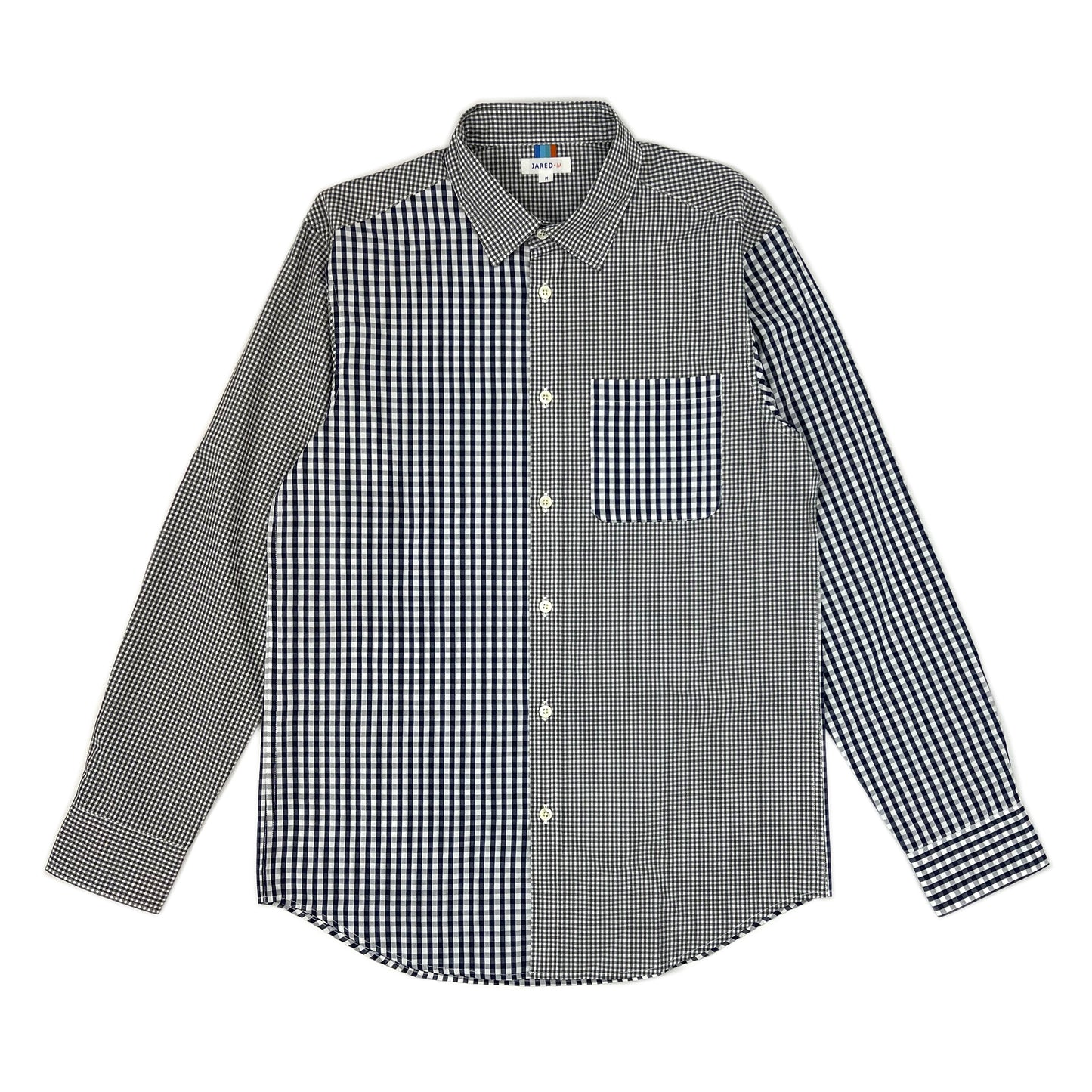 Men LS Spread Collar Mixed Check Shirt