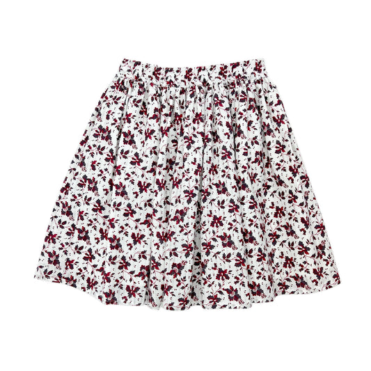Girl's White floral Print Skirt