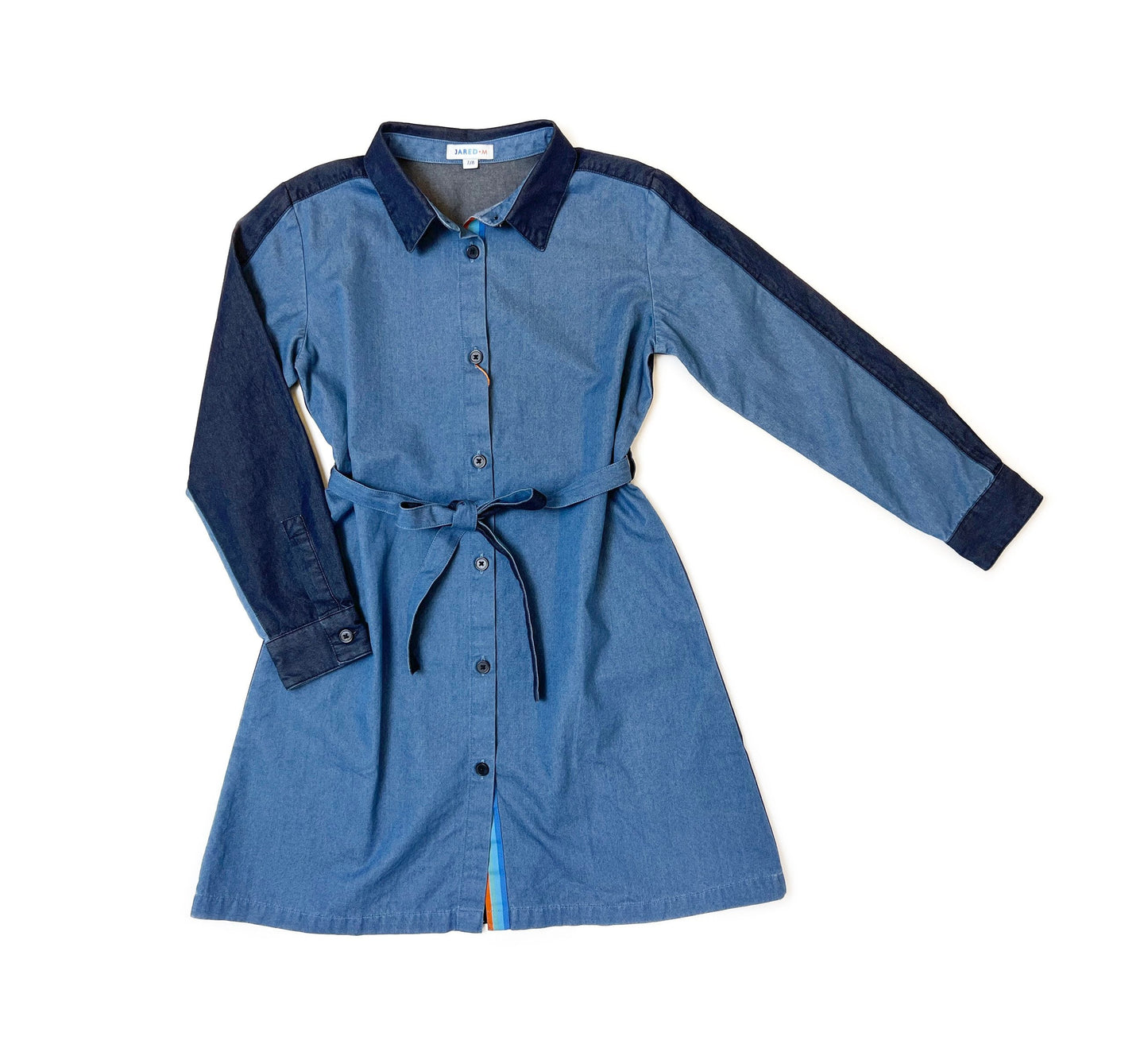 Girl's FW LS Indigo Contrast Color Shirt Dress