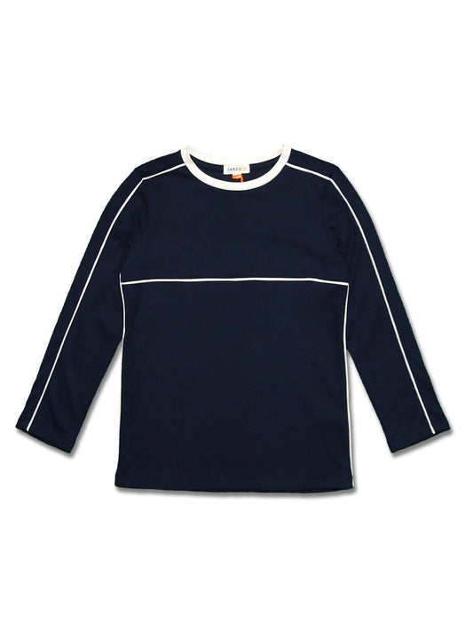 Knit L/S Crew Neck tee with piping details
