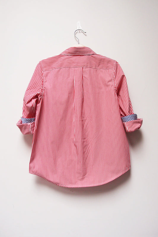 Boys NOS L/S Spread Collar Clean Shirt - Pinstripe