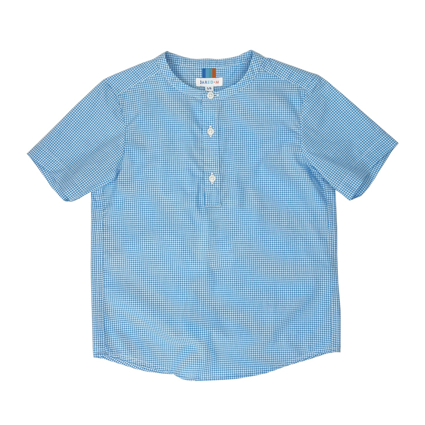 Boy's SS Half placket Band Collar stripe Shirt