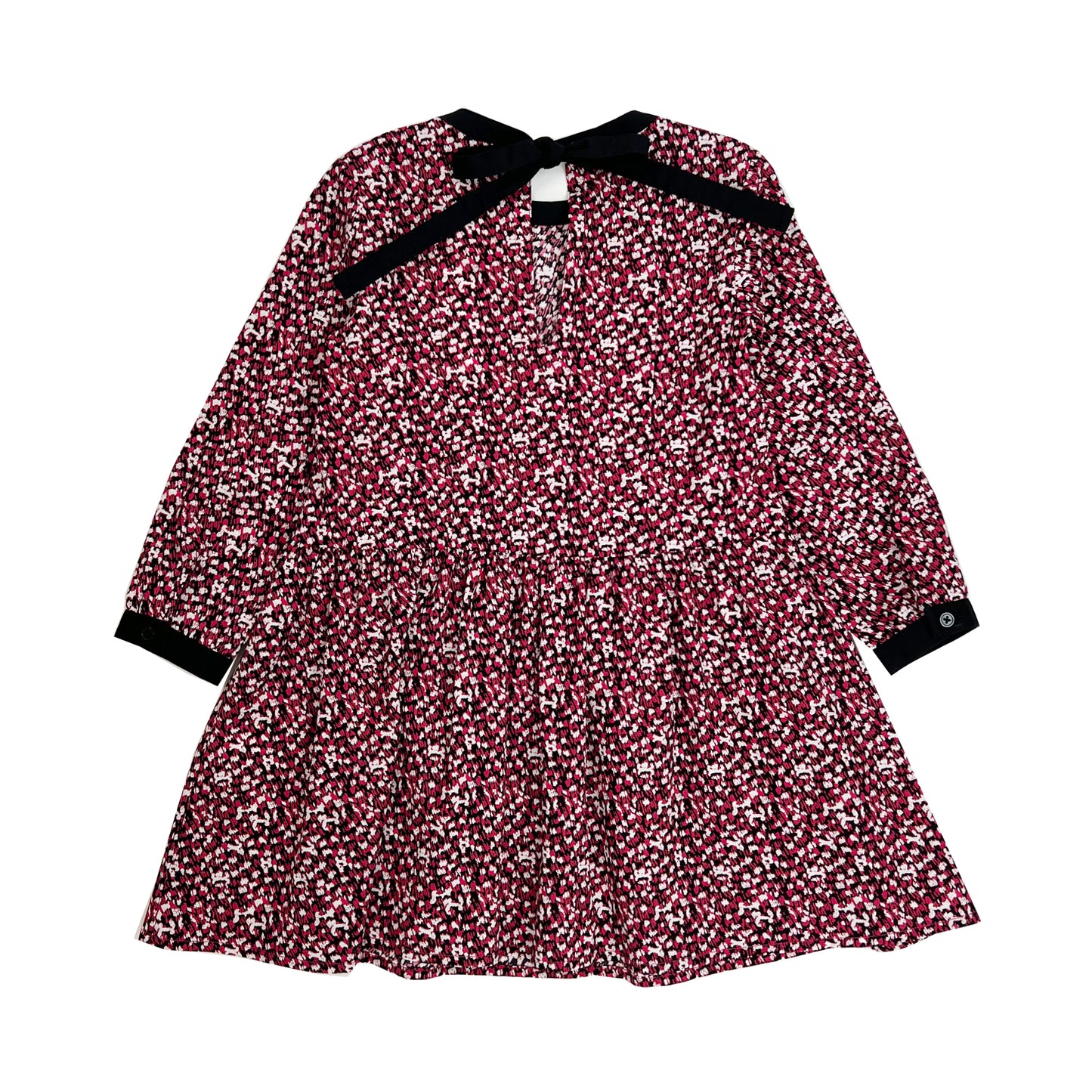 Girl's LS Dress with Contrast Neck Trim