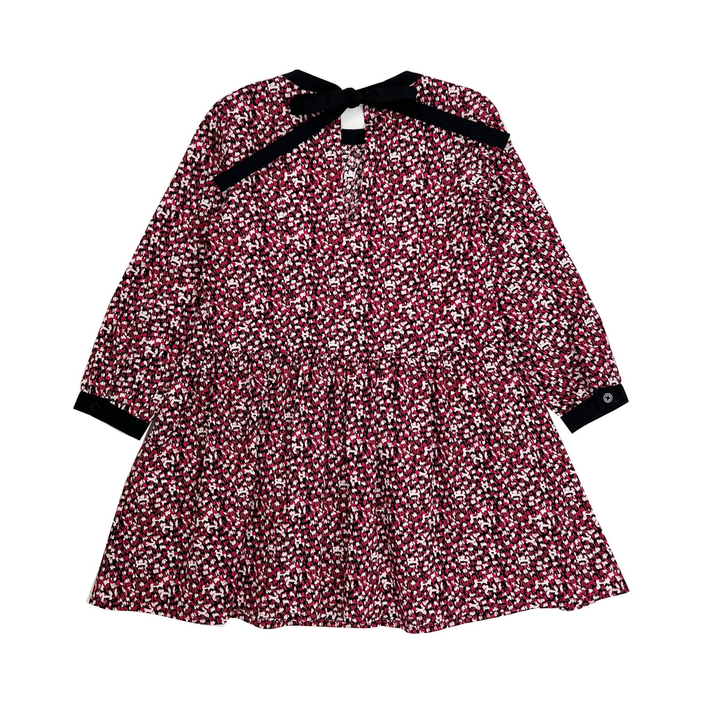 Girl's LS Dress with Contrast Neck Trim