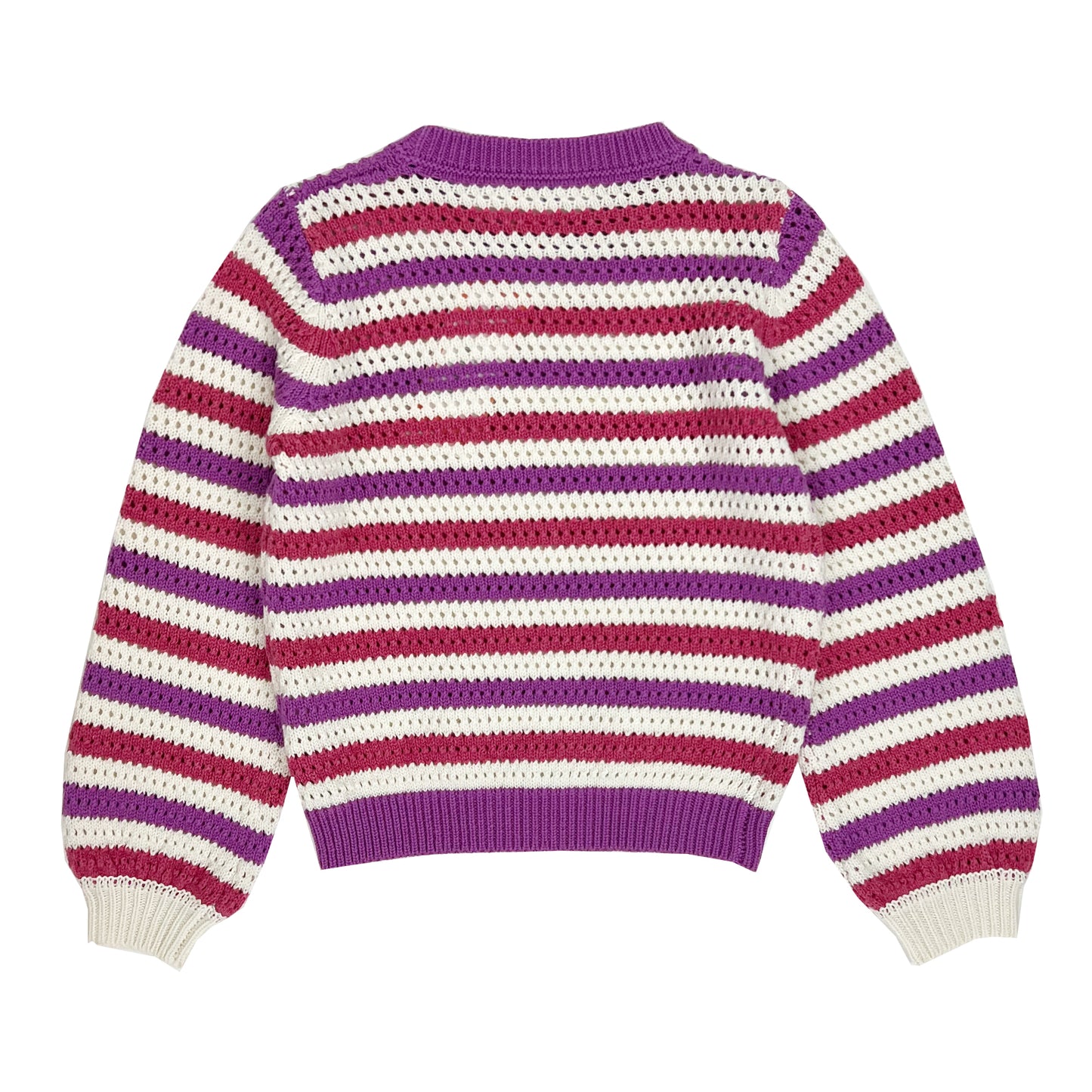 Girl's LS Stripe Openwork Sweater