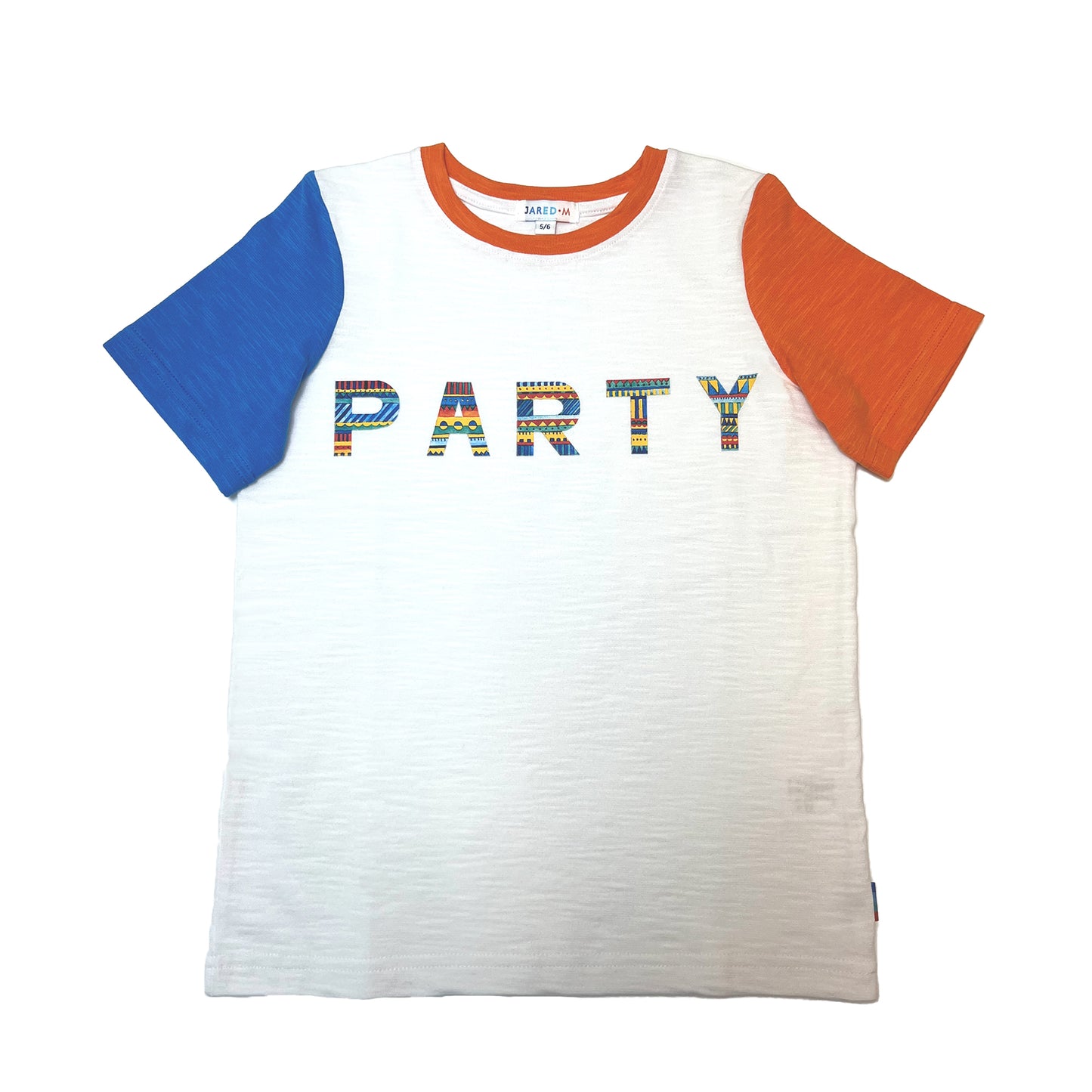Boy's SS Crew Neck Color Blocking Tee with Party Print