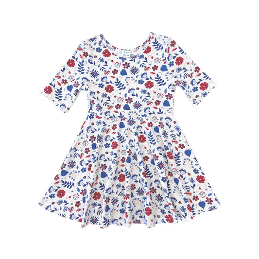 Girl's Floral Knit Dress