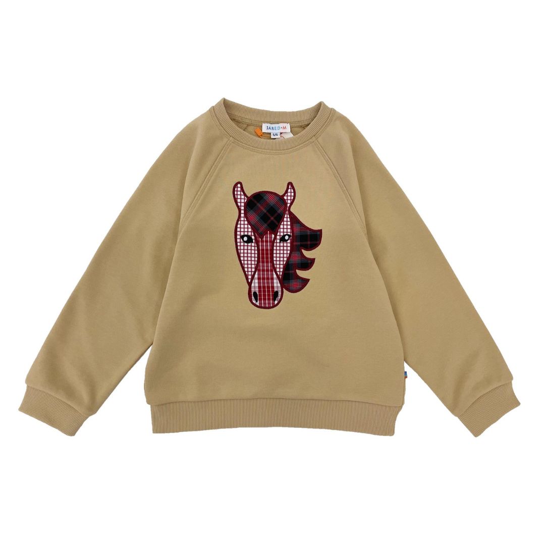Boys LS Pullover Raglan Sleeve - Horse Patchwork