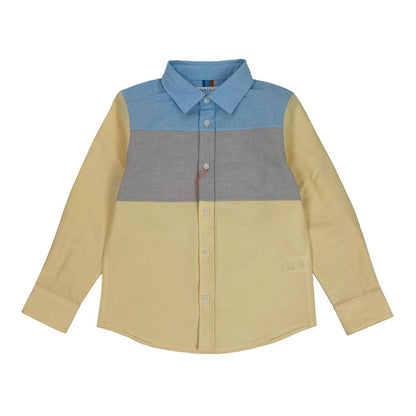 Boys LS Spread Collar Color Block Shirt