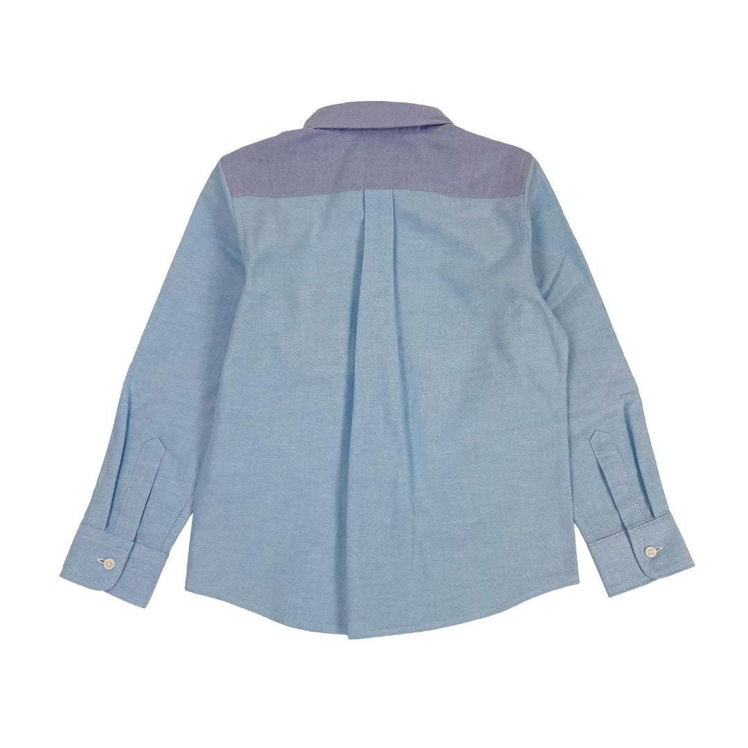Boys LS Spread Collar Color Block Shirt