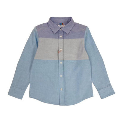 Boys LS Spread Collar Color Block Shirt
