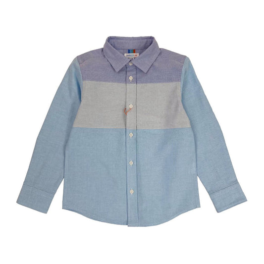 Boys LS Spread Collar Color Block Shirt