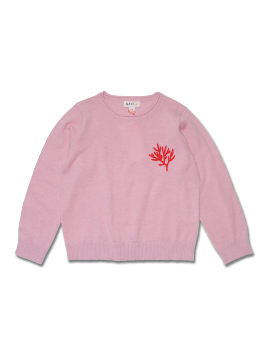Girl's Merino Wool Blend Coral Embriodary Sweater