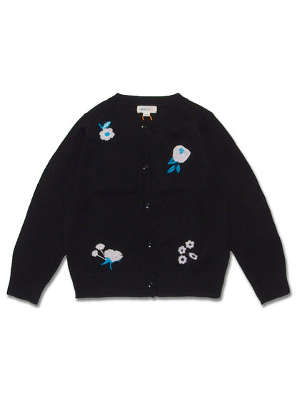 Girl's Merino Wool Floral Embriodary Cardigan