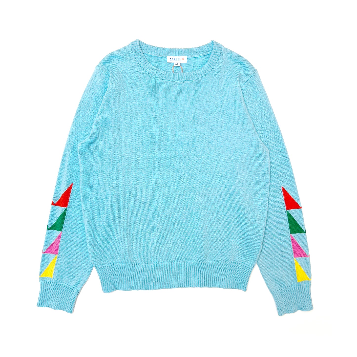 Girl's Merino Wool Sweater with Color Blocks Sleeves