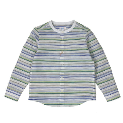 Boys LS Band Collar Stripey Shirt