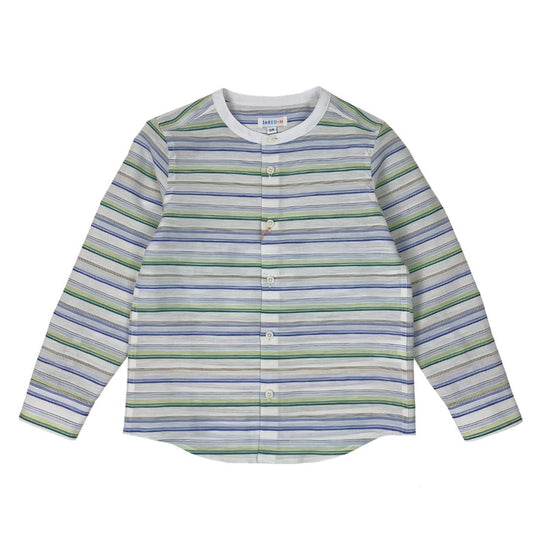 Boys LS Band Collar Stripey Shirt