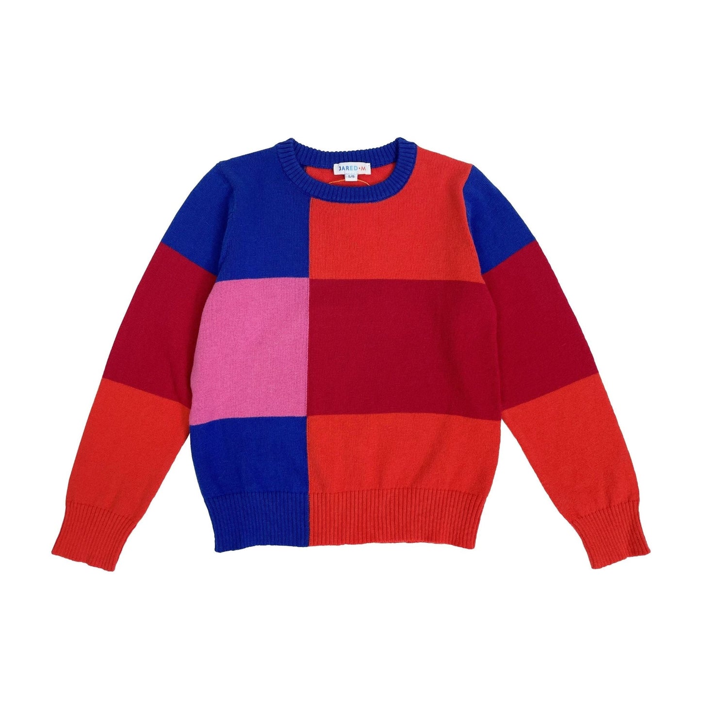 Boy's Merino Wool Intrasia Color Blocking Sweater
