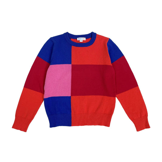 Boy's Merino Wool Intrasia Color Blocking Sweater