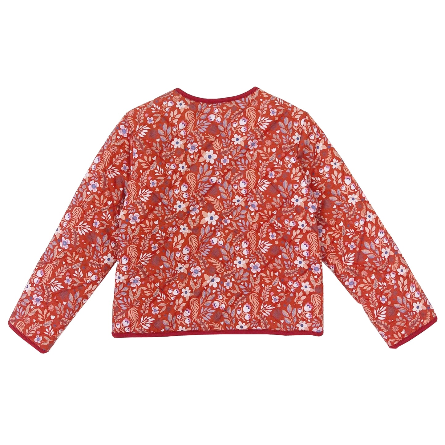 Girl's Quilted Jacket with Floral Print