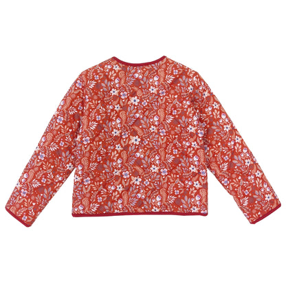 Girl's Quilted Jacket with Floral Print