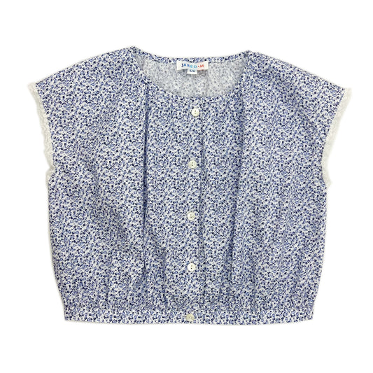 Girls SS floral Print with  Lace detail Top