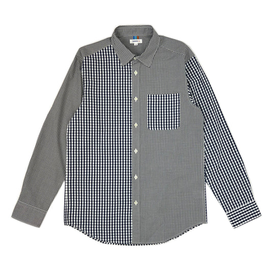Men LS Spread Collar Mixed Check  Shirt