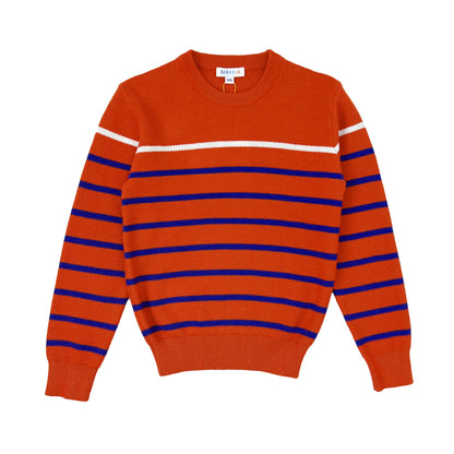 Boy's cotton color contrast stripe Sweater