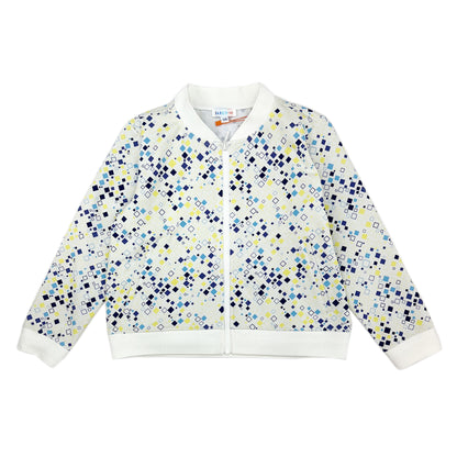 Boy LS Knit Print Zip Up Baseball Jacket