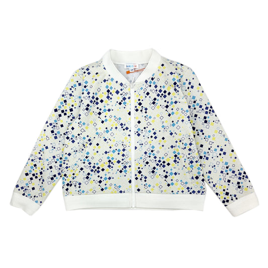 Boy LS Knit Print Zip Up Baseball Jacket