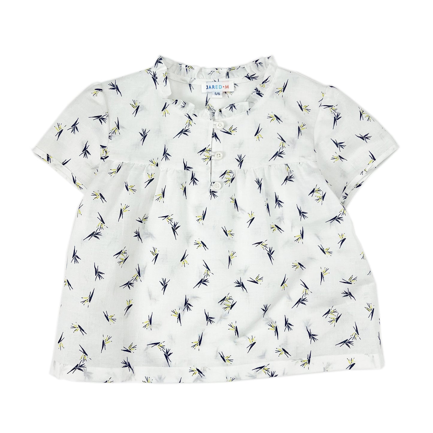 Girls SS Ruffle Collar floral Print Top