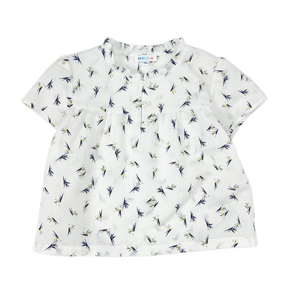 Girls SS Ruffle Collar floral Print Top