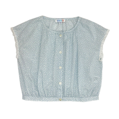 Girls SS floral Print Top with Lace Detail