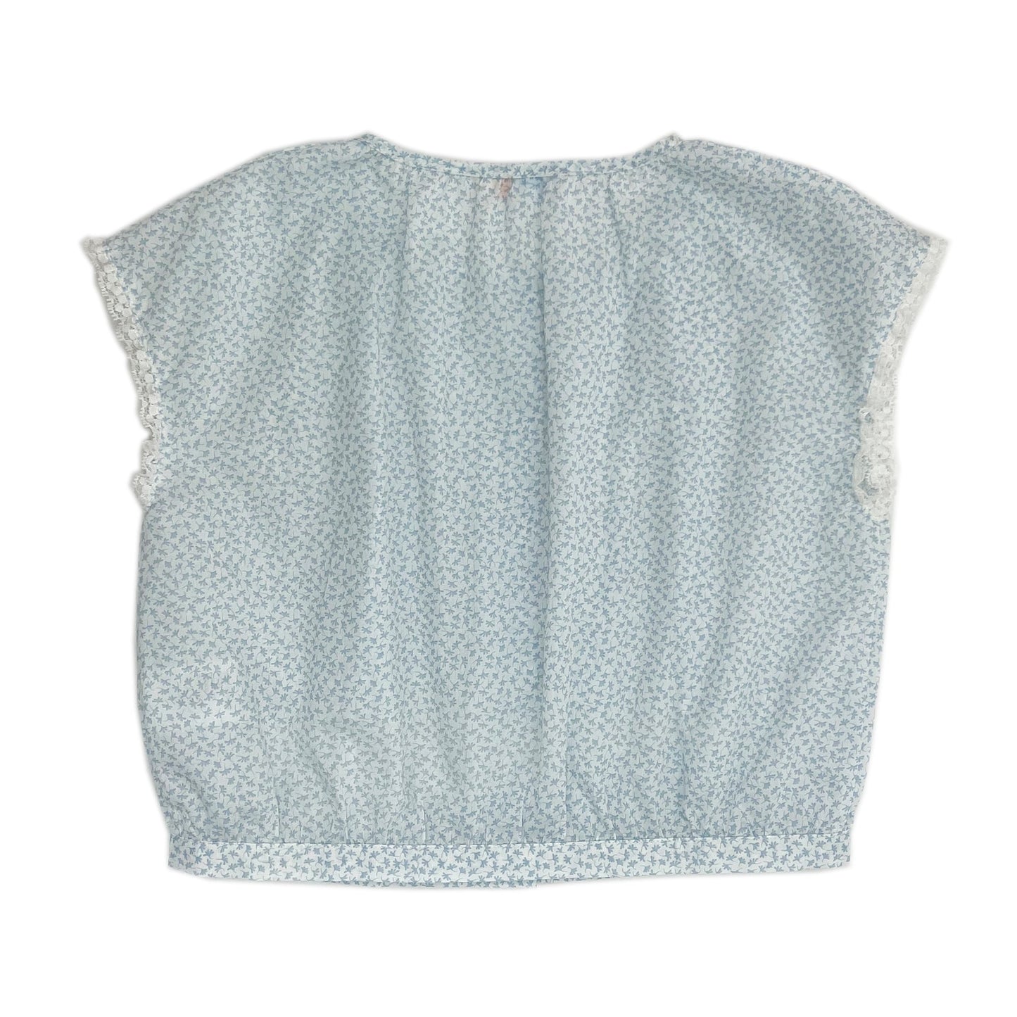 Girls SS floral Print Top with Lace Detail