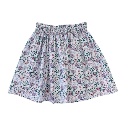 Girl's Floral French Lilac Skirt with Ruffled Waist