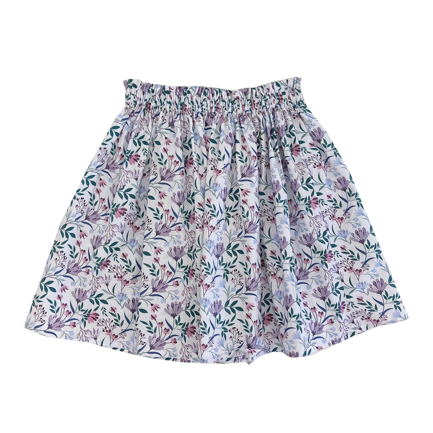 Girl's Floral French Lilac Skirt with Ruffled Waist
