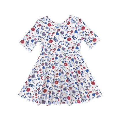 Girl's Floral Knit Dress
