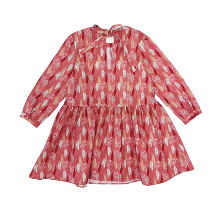 Girl's LS leaves print  Dress