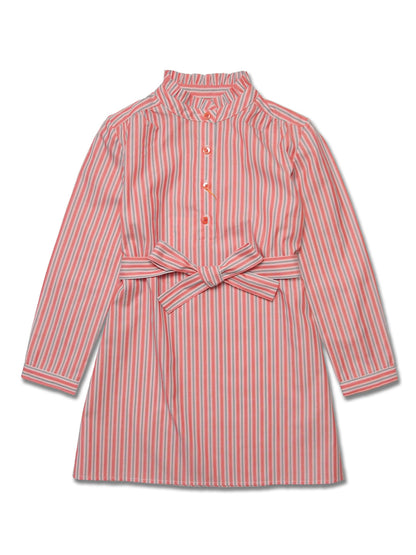 Girl LS Ruffle Half Placket Dress