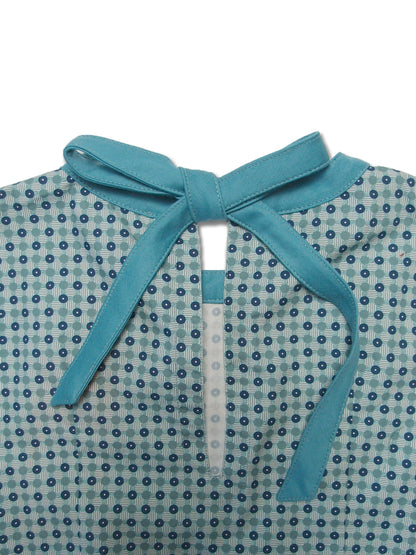 Girl's LS Dress with Contrast Neck Trim